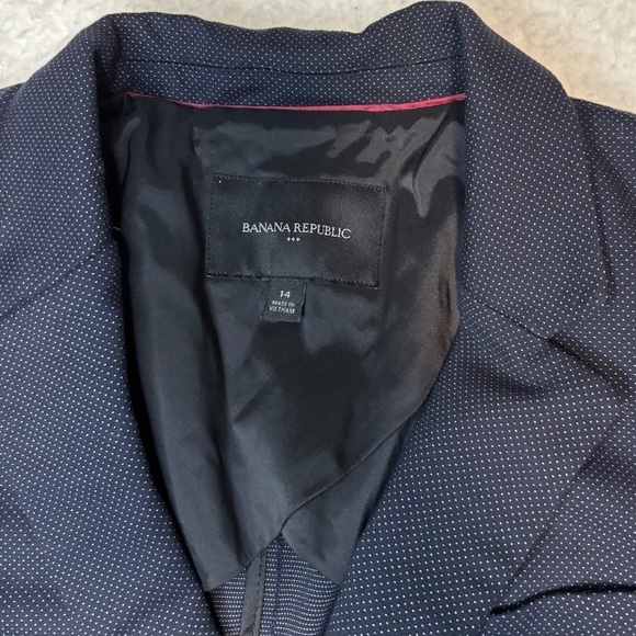 Ann Taylor Women Navy Polka Dot One Button Blazer Jacket - Picture 6 of 11